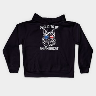 American Cat Shirt, 4th Of July Proud To Be Americat Women Kids Hoodie